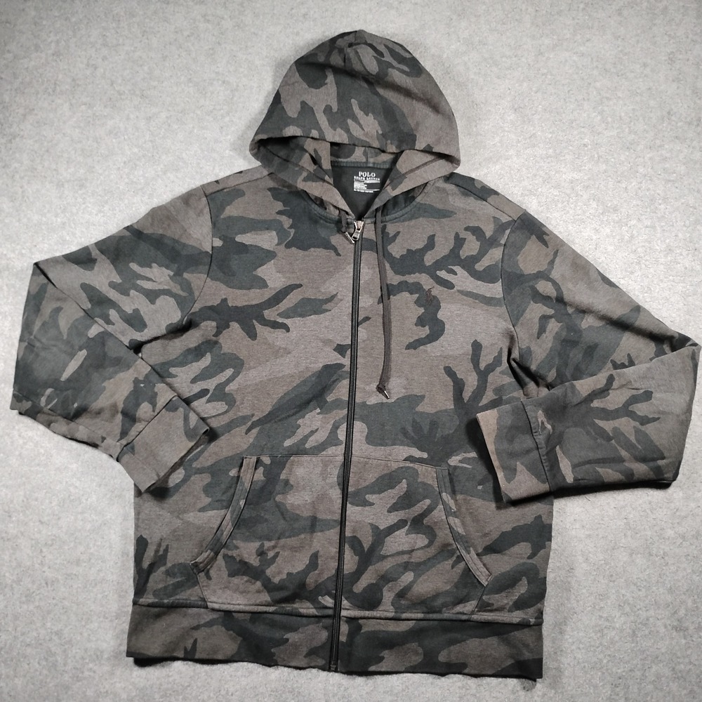 Polo Ralph Lauren Performance Camo Full Zip Hoodie Men's XL Gray Camouflage